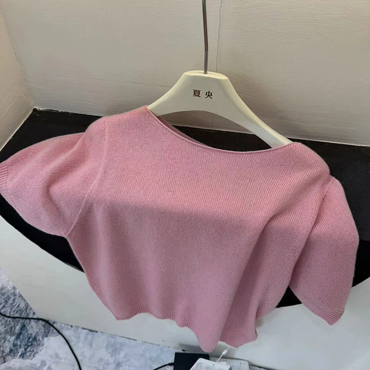 【夏央工厂店】早秋新款圆领一线成衣无缝亲肤针织短袖#6001