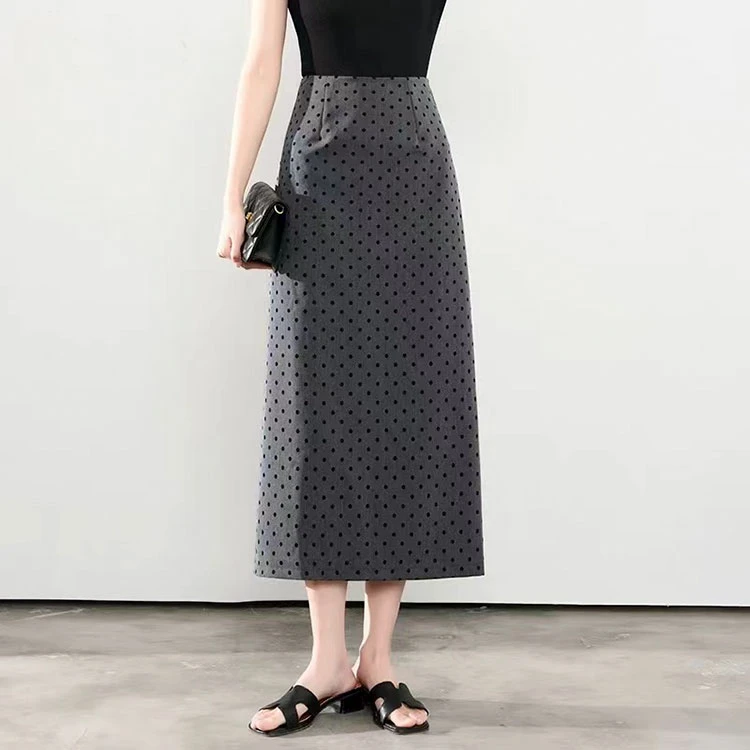 【夏央家】2025春夏季西装面料中长百搭波点显瘦半身裙#6619