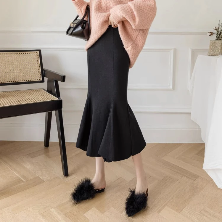 秋冬新款针织鱼尾半身裙#7748