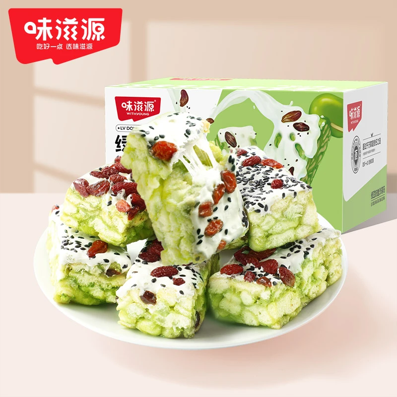【官方】味滋源绿豆奶盖沙琪玛水果早餐糕点爆款休闲零食420g箱酥软