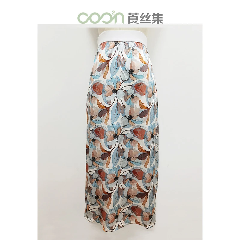 COO²N/莨丝集92%桑蚕丝19姆米弹力缎半身裙P9008129