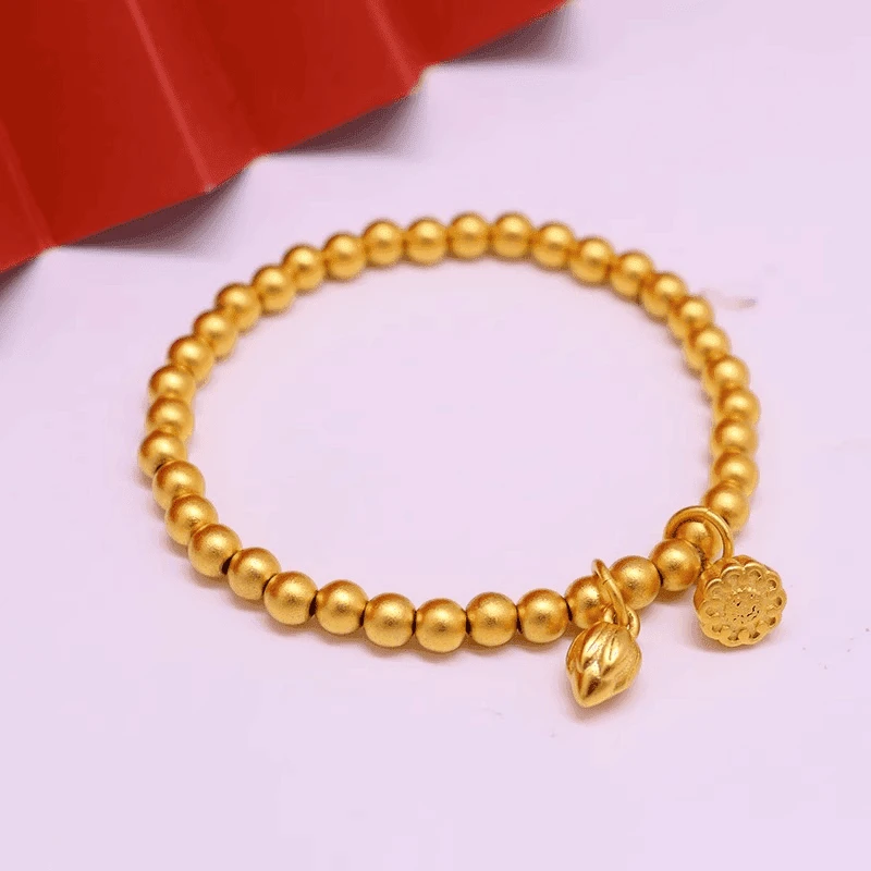 铜合金手镯 时尚喷砂质感珠珠莲蓬手镯气质款