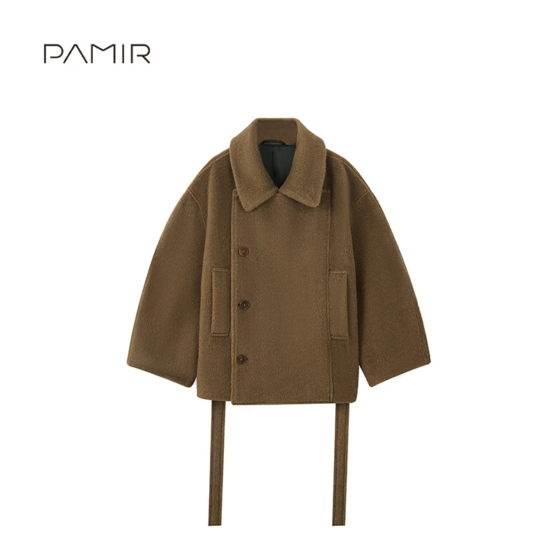 [夜夜专属] PAMIR秋冬新款女翻领羊驼混纺短款毛呢外套 PN105