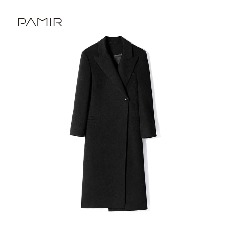 【叶可可】PAMIR秋冬新款女翻领小骆驼绒中长款休闲毛呢外套 T069