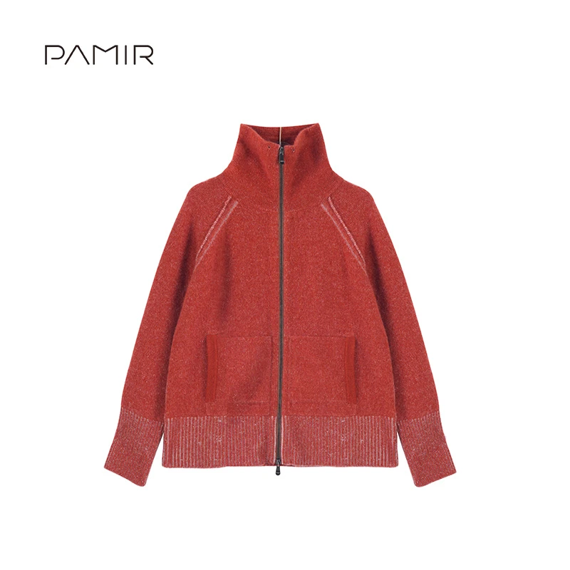 【叶可可】PAMIR秋冬新款拉绒系列女高领拉链羊绒开衫 LR176