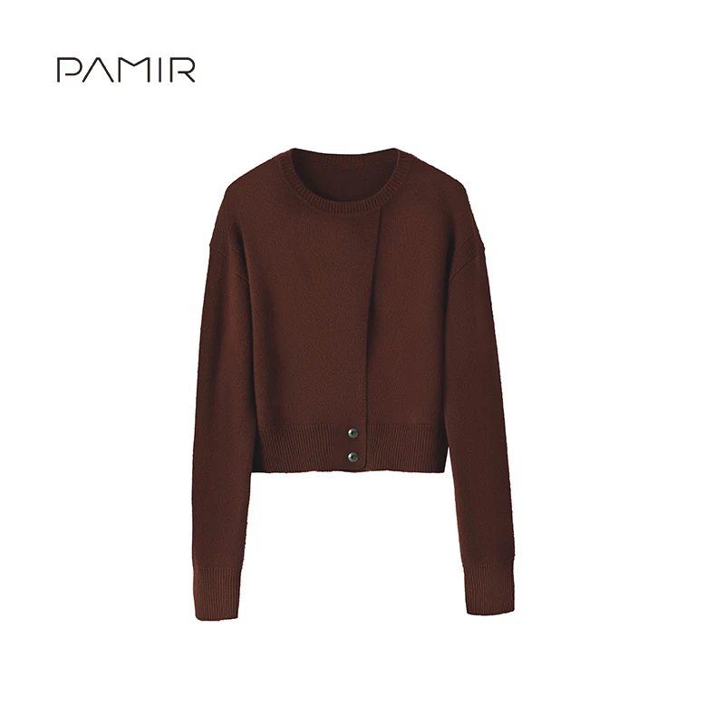 【可可专属】PAMIR秋冬新款拉绒女圆领羊绒针织开衫 LR189
