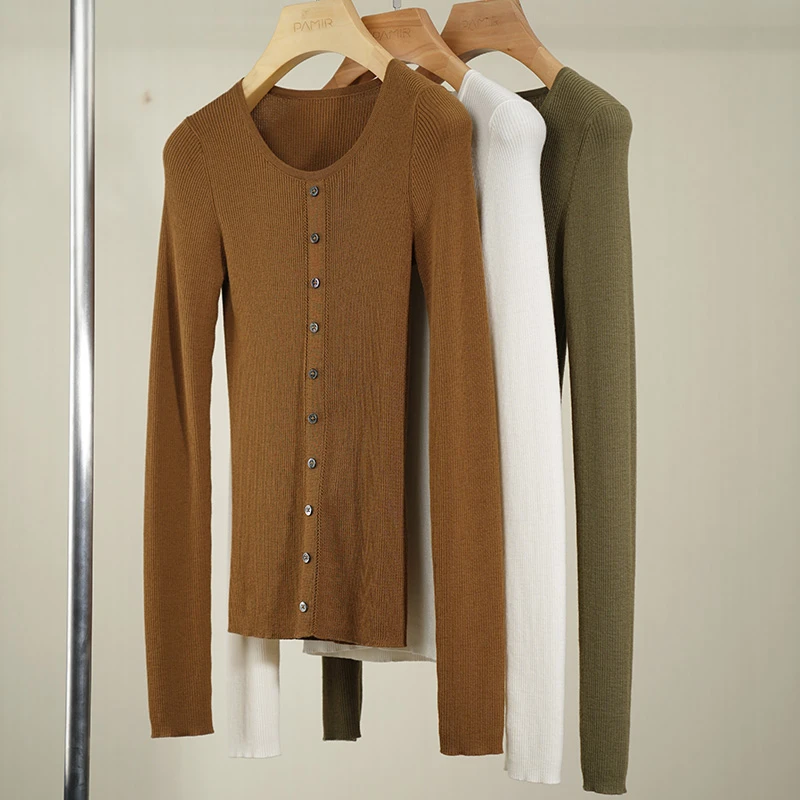 【叶可可】PAMIR秋冬新款女圆领精纺羊毛修身针织衫 PZ045