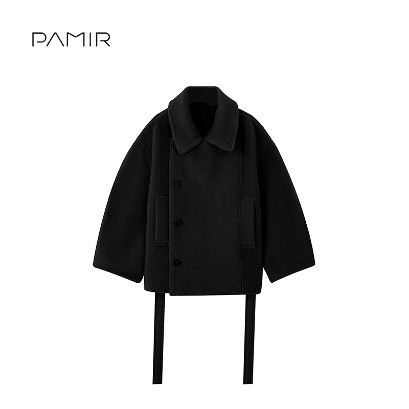 【冬姐精选】PAMIR秋冬新款女翻领羊驼混纺短款毛呢外套 PN105