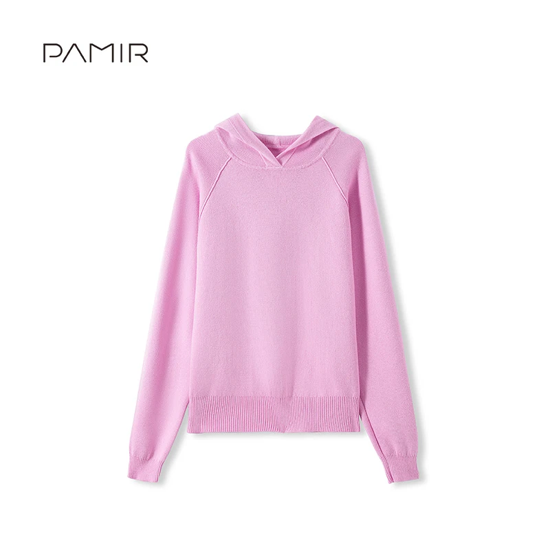 PAMIR春秋新款女连帽精纺卫衣羊毛衫套头休闲减龄外穿针织衫PZ280