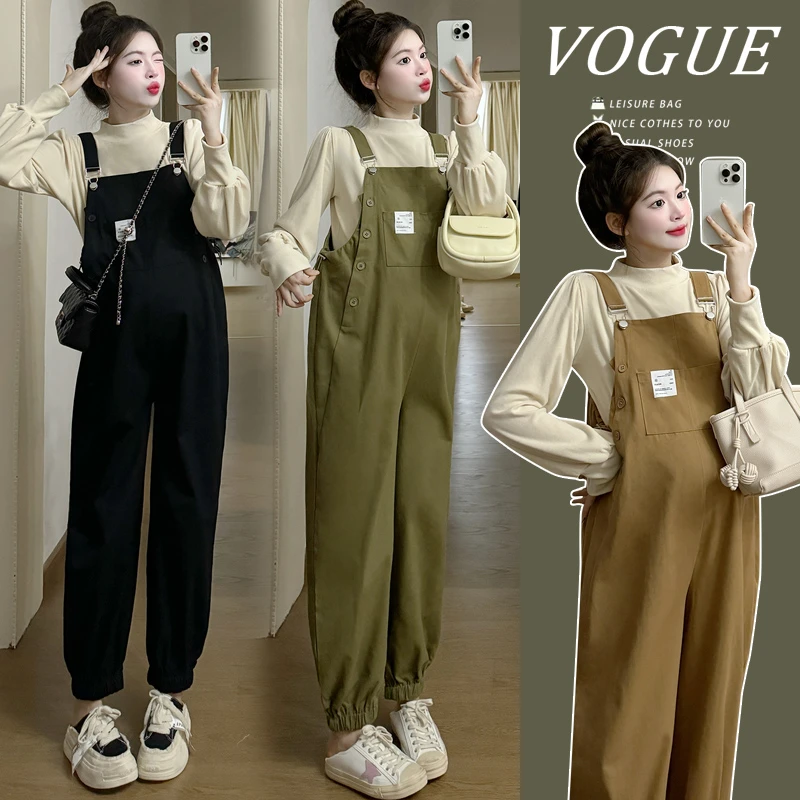 孕妇背带裤女2024新款春秋季爆款时尚款连体裤宽松大码外穿长裤子