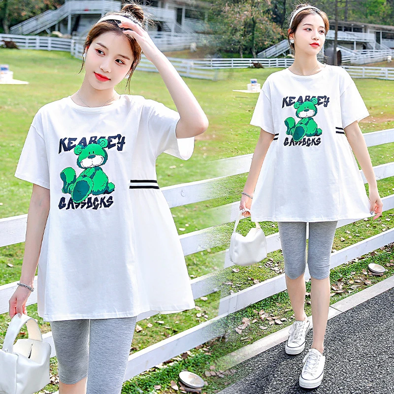 孕妇遮肚子不显怀上衣2024新款韩版时尚款孕妇装宽松大码短袖t恤