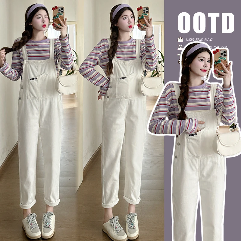 孕妇背带裤女2024新款小个子连体裤潮妈网红款宽松大码外穿长裤子