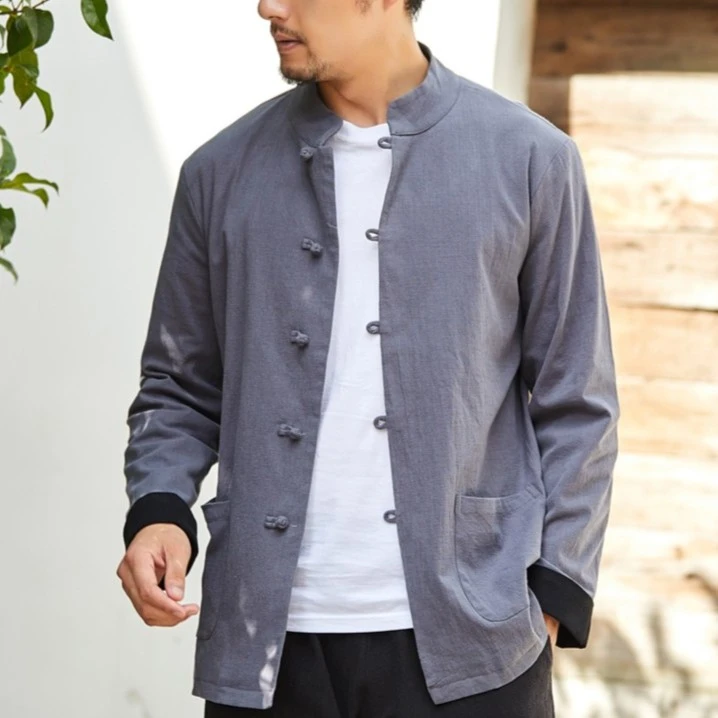 简约复古弹力棉麻外套637高品质中国风上衣中式休闲春秋季男士637