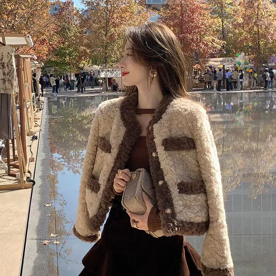 【现货+运费险】小香风仿羊羔毛外套女百搭宽松上衣仿皮草外套DJ277