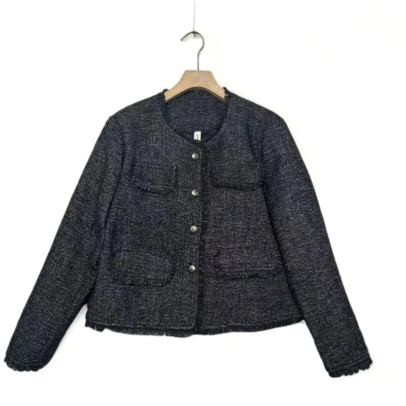 【685】 i-3 时尚气质小香风外套流苏花边粗花呢女新款