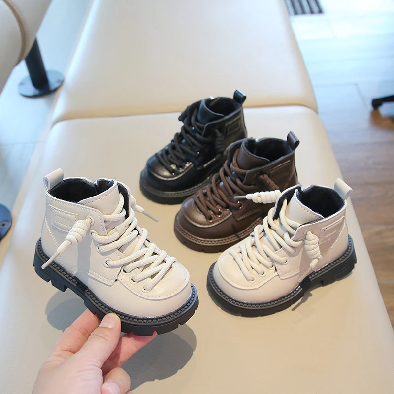 秋冬季新款二棉童鞋小童皮鞋时尚男女童鞋舒适马丁靴短靴儿童鞋子