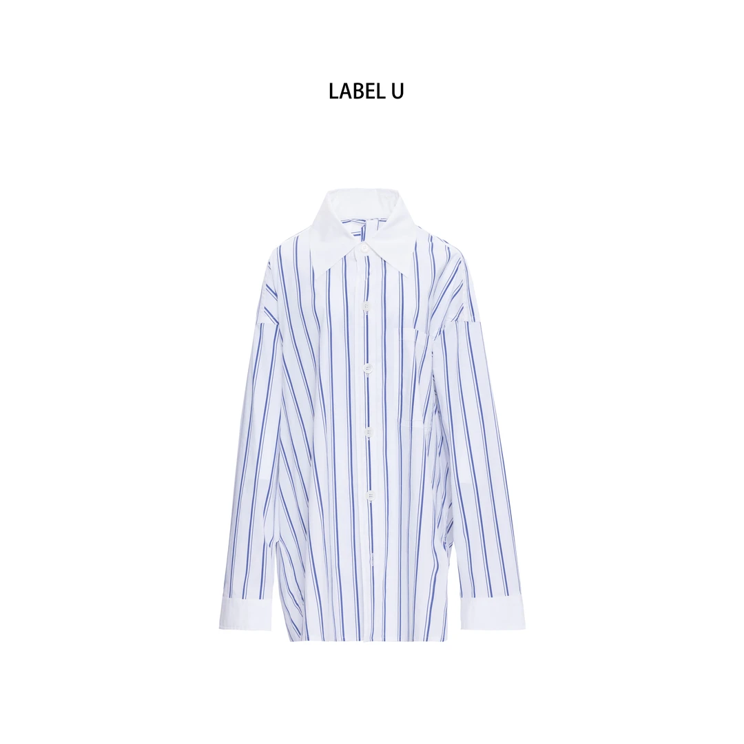 【坤姨专属】“时髦攻略”蓝色条纹气质休闲衬衫