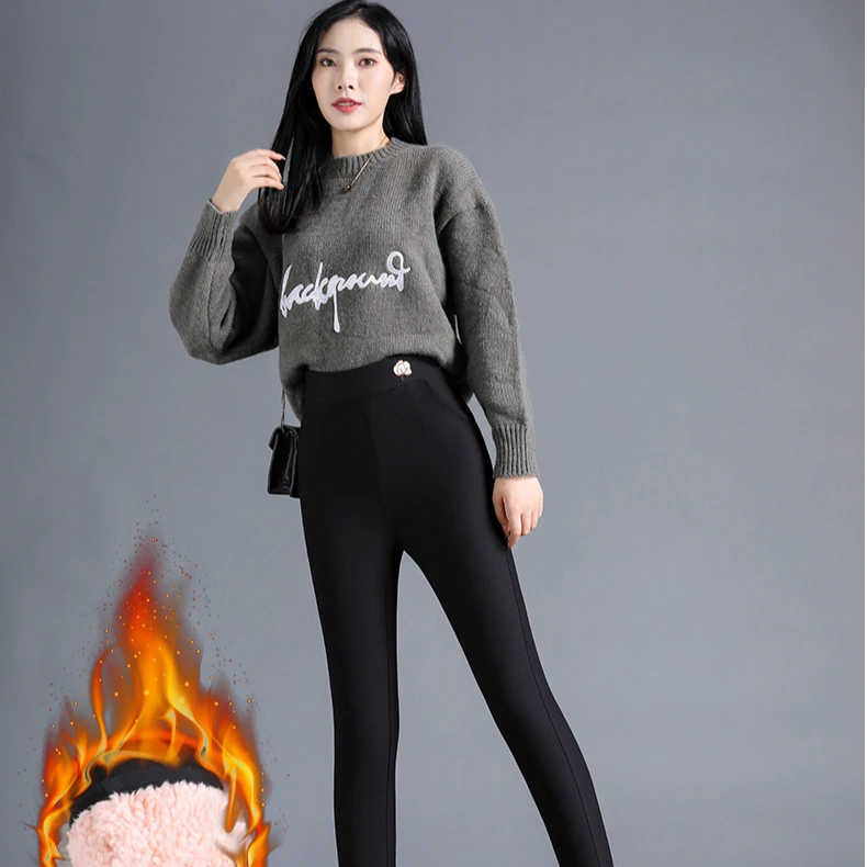 女士显瘦保暖修身小脚裤舒适外穿亲肤加厚御寒2309-1