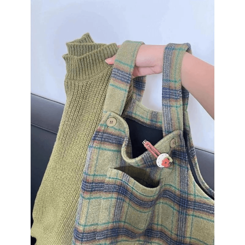 冬季穿搭一整套小清新甜美针织毛衣女韩系高级感格子背带裙两件套