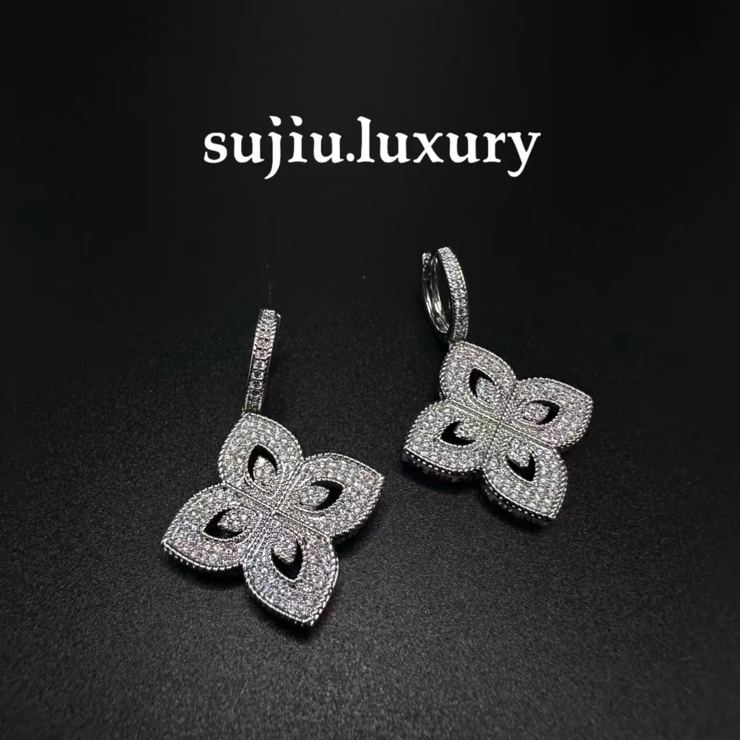 铜合金耳饰 《枯叶序》镂空四叶草耳饰耳钉耳坠6326