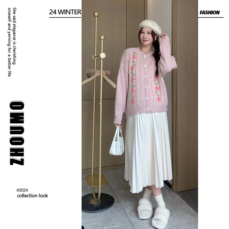 沫沫严选●孕妇2024年新款刺绣花针织毛衣上衣