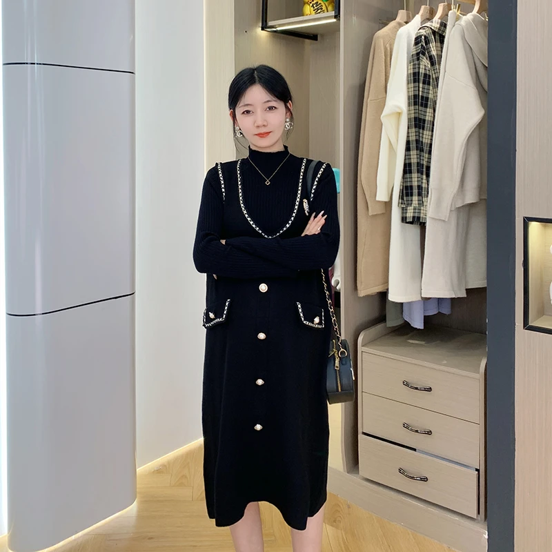 现货现发 孕妇装高端气质秋季套装连衣裙孕期外出小香风两件套