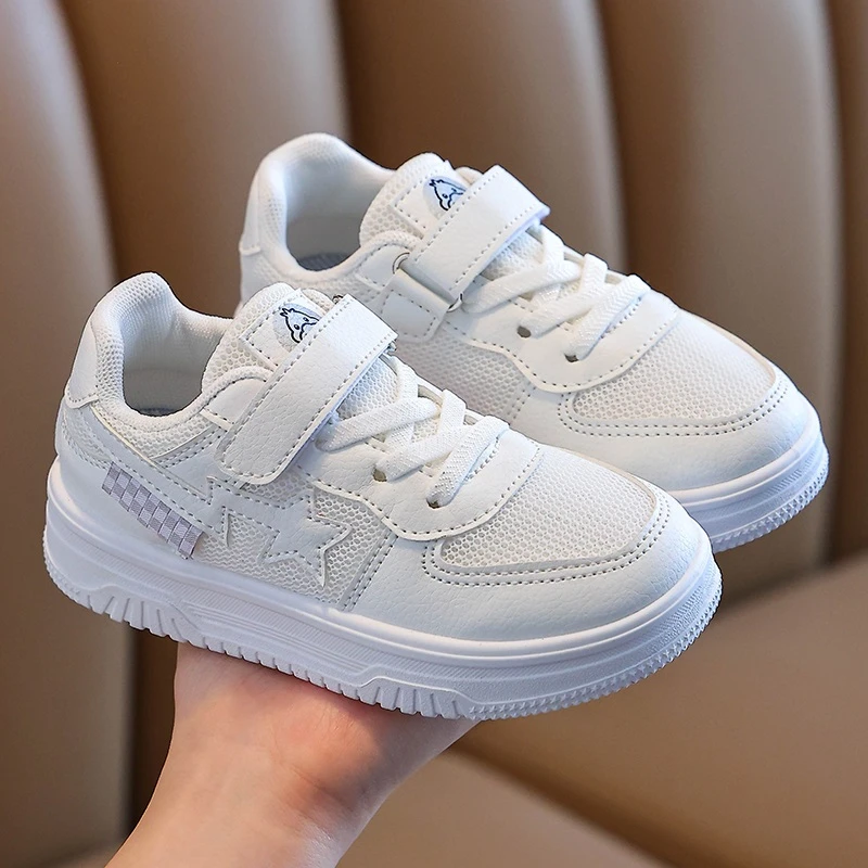 百搭休闲儿童板鞋软底轻便学生小白鞋男童透气网面女孩白色运动鞋