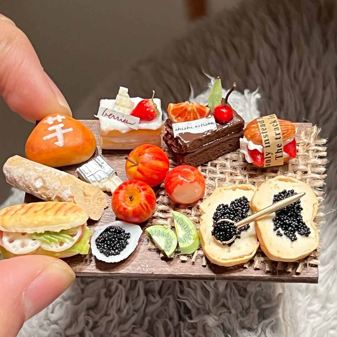 排队选款拍这个/微缩娃娃屋场景/纯手工粘土软陶迷你食物蛋糕/
