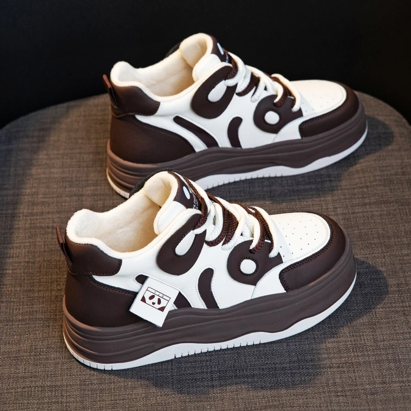 真皮高帮棉鞋女2023秋冬新款保暖厚底加绒软底运动板鞋学生小白鞋