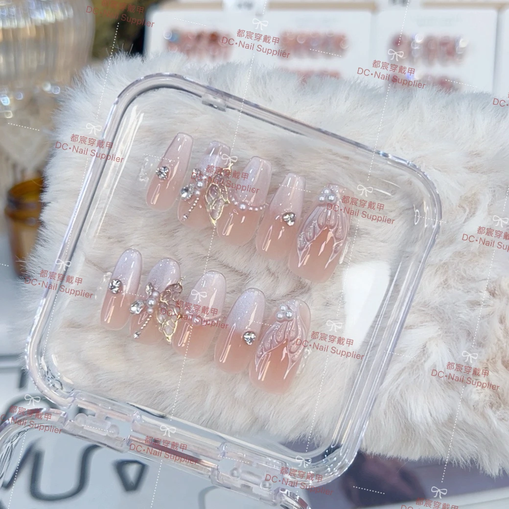 【舞曲】手工穿戴甲气质款光疗美甲蝴蝶鱼尾