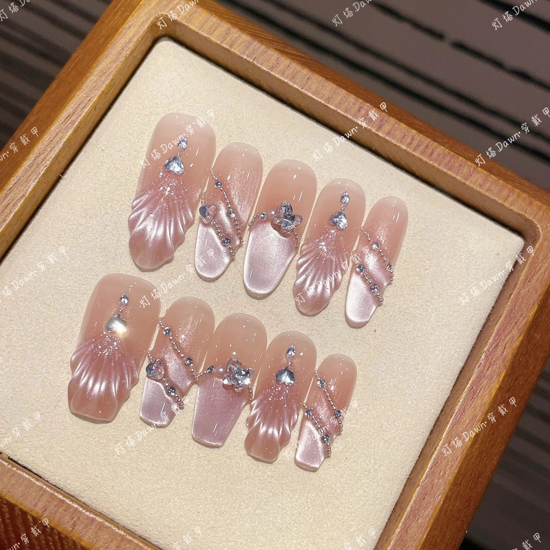 【美人如鱼】纯手工穿戴甲指尖鱼尾显白指甲贴