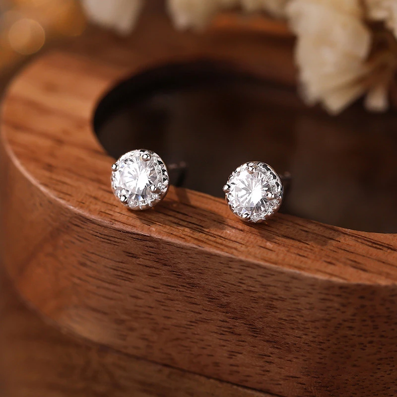 足银耳饰 S999足银星辰耳钉女闪钻轻奢高级感耳环纯银养耳洞新年