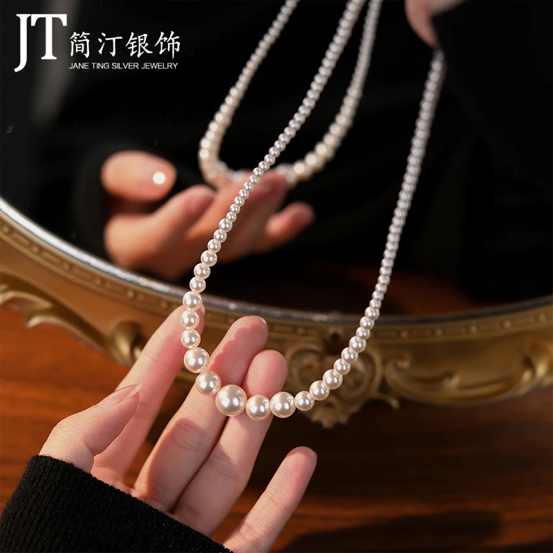 链子925银 S925纯银项链女气质名媛设计感锁骨链秋冬毛衣链