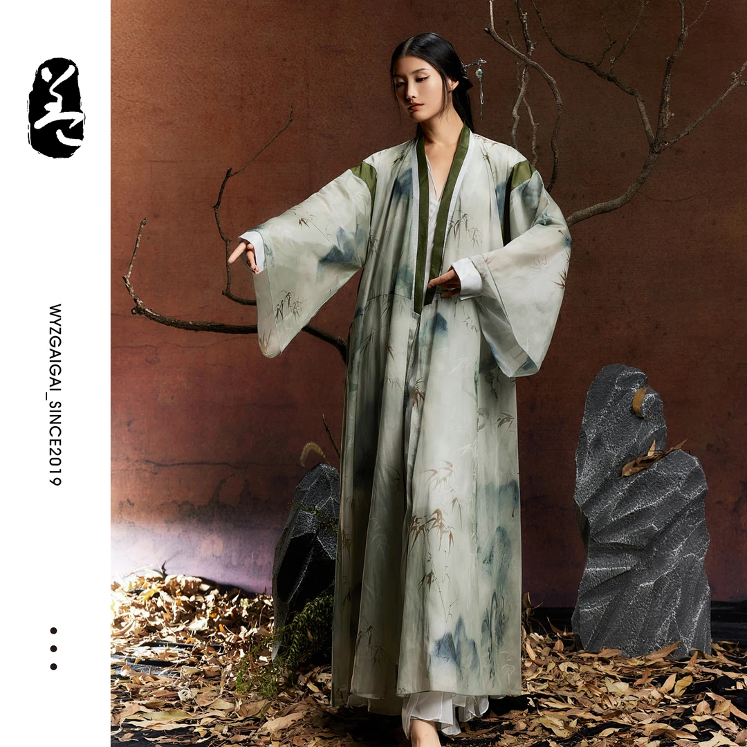 清WYZ盖盖小众复古新中式改良宋制宽袖飘逸纱衣长衫文艺大袖