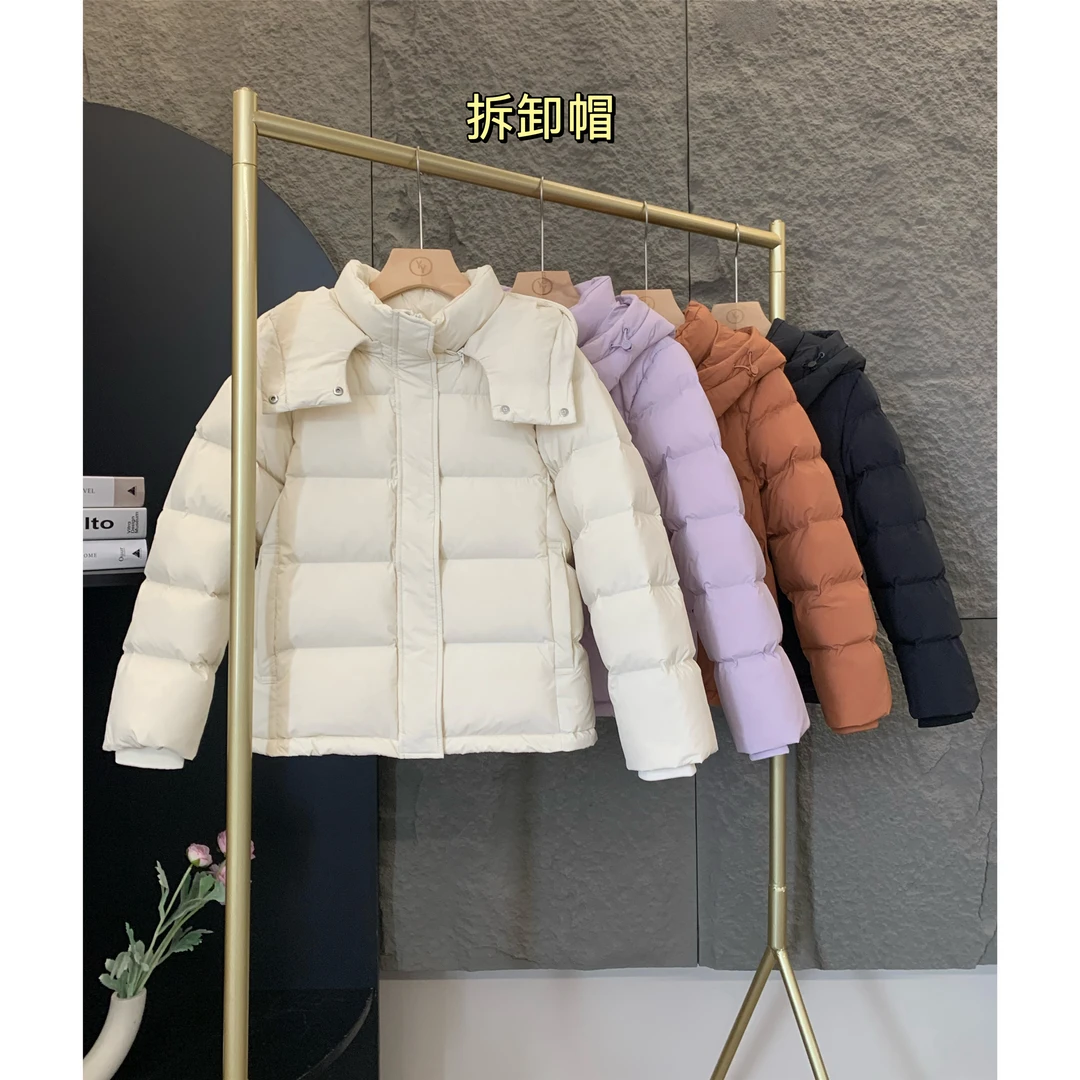 小个子圆圆95白鸭绒冬季羽绒服女士脱卸帽厚款上衣保暖御寒外套女