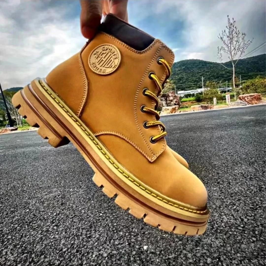 情侣款磨砂质感复古百搭大黄靴英伦风时尚厚底高帮工装马丁靴短靴