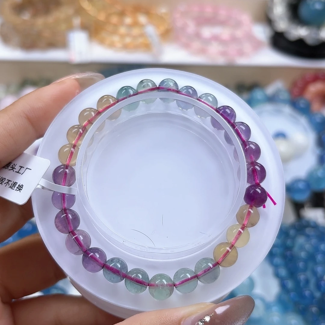 水晶手串未镶嵌彩萤石7