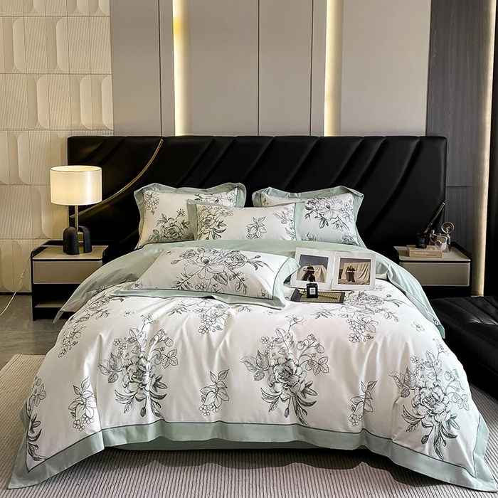 加厚亲肤棉磨毛四件套-米格系列伊人醉轻奢被套