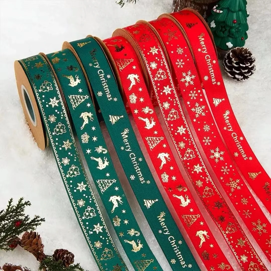 圣诞包装丝带2.5cm平安果盒礼物丝带花束彩带材料圣诞