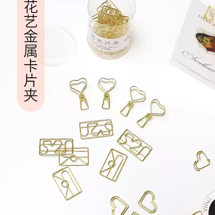 花艺金属卡片夹贺卡镀金夹子鲜花包装花束包花材料花店资材