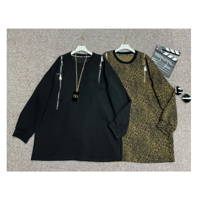 【鑫蕾】新款个性时尚百搭拉链圆领显瘦上衣28108