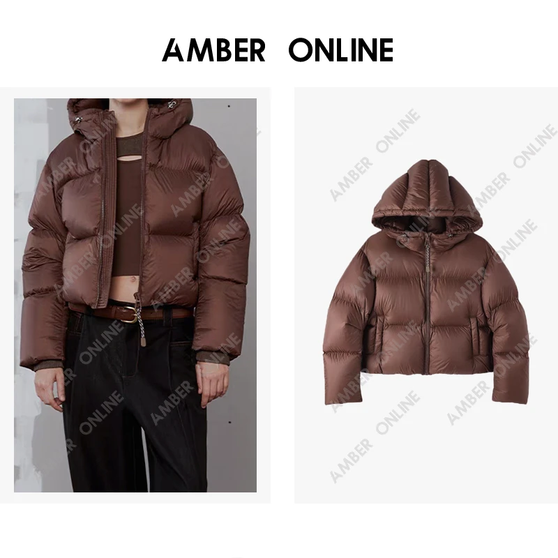 【AMBER ONLINE】肯家23年新款 “白金95%”连帽短款白鹅绒服HD3999