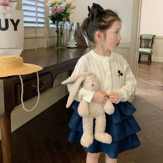 女童针织开衫春装2024新款儿童装宝宝上衣春秋洋气二八月毛衣外套