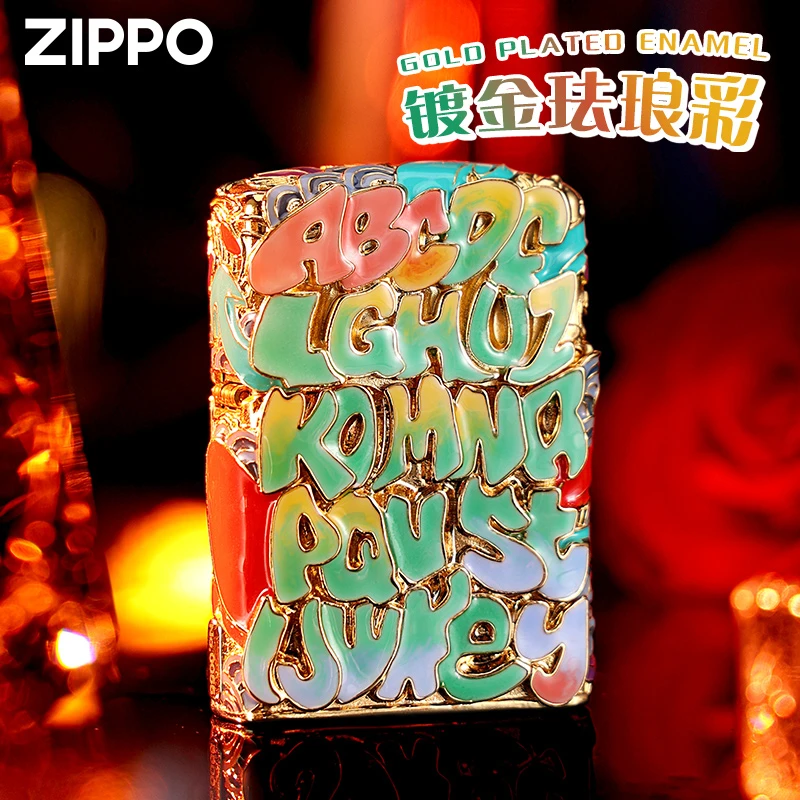 【礼盒装】Zippo打火机夜光爱恋Love U镀金珐琅彩重甲机DY9902TJ