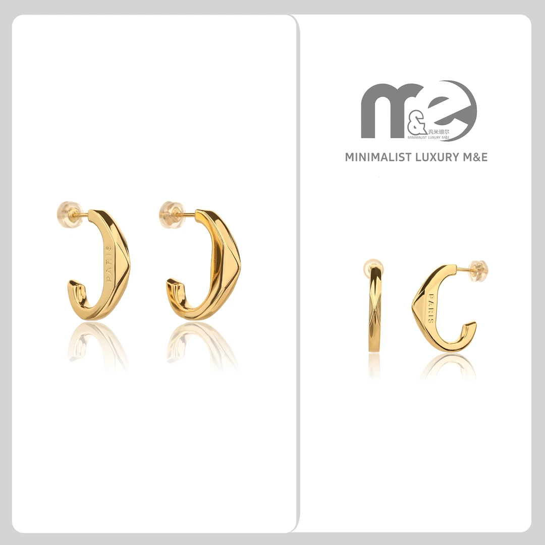 铜合金耳饰  M&E欧美新款色三角形耳环