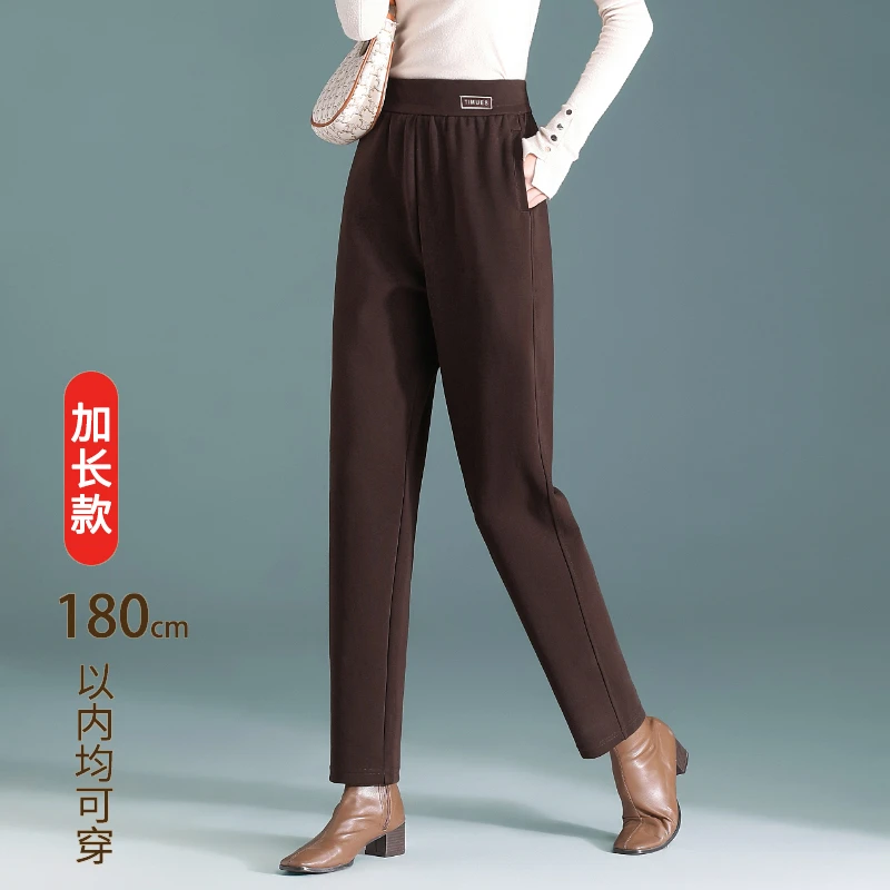 哈伦裤秋冬女高腰休闲加长裤子高个子妈妈卫裤弹力老爹裤萝卜长裤