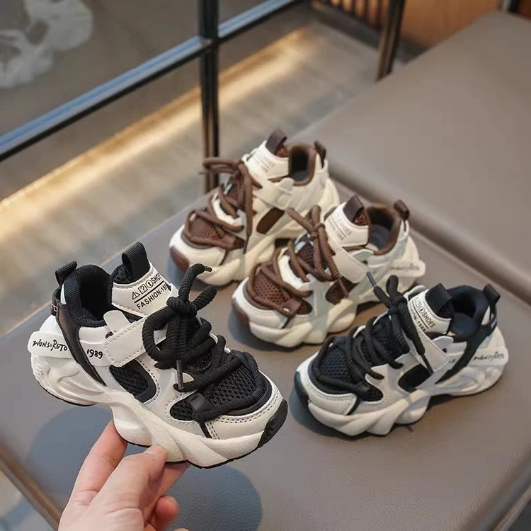 ABC儿童运动鞋2024春秋季女童鞋网面透气老爹鞋男童软底时尚单鞋
