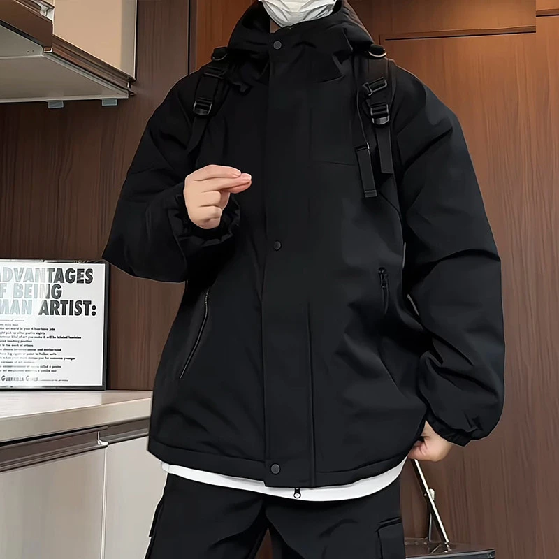 冬季冲锋衣棉衣棉服新款防水防风棉袄宽松大码加棉连帽上衣棉外套