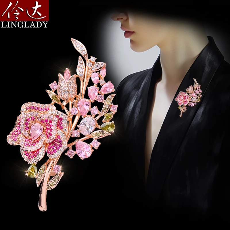 合金胸针 韩版时尚花朵胸针胸花女名媛精致大别针奢华高档