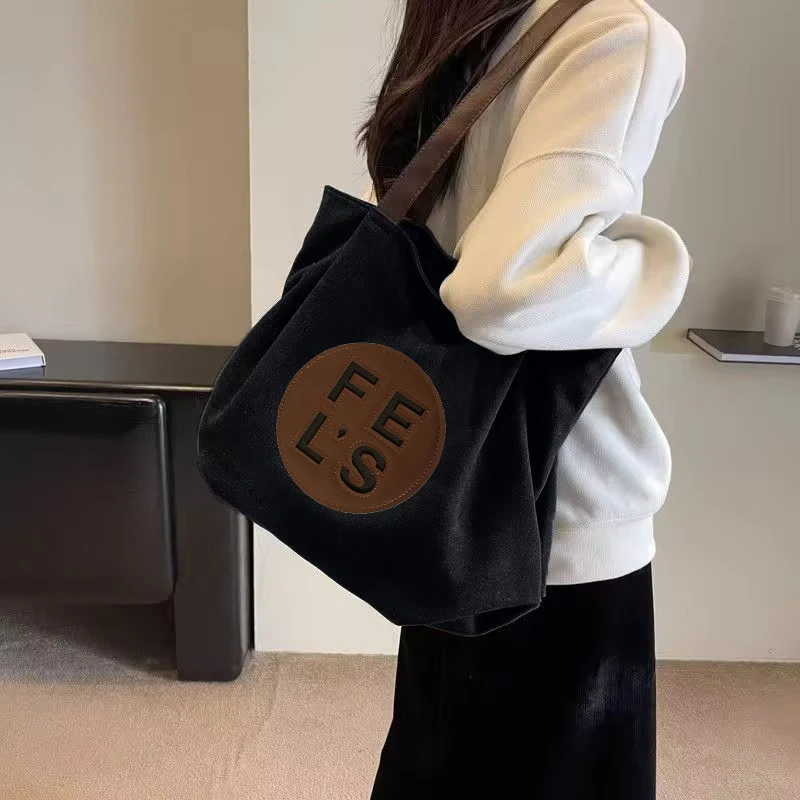 时尚大容量包包女大学生上课手提布袋上班帆布单肩通勤托特妈咪包